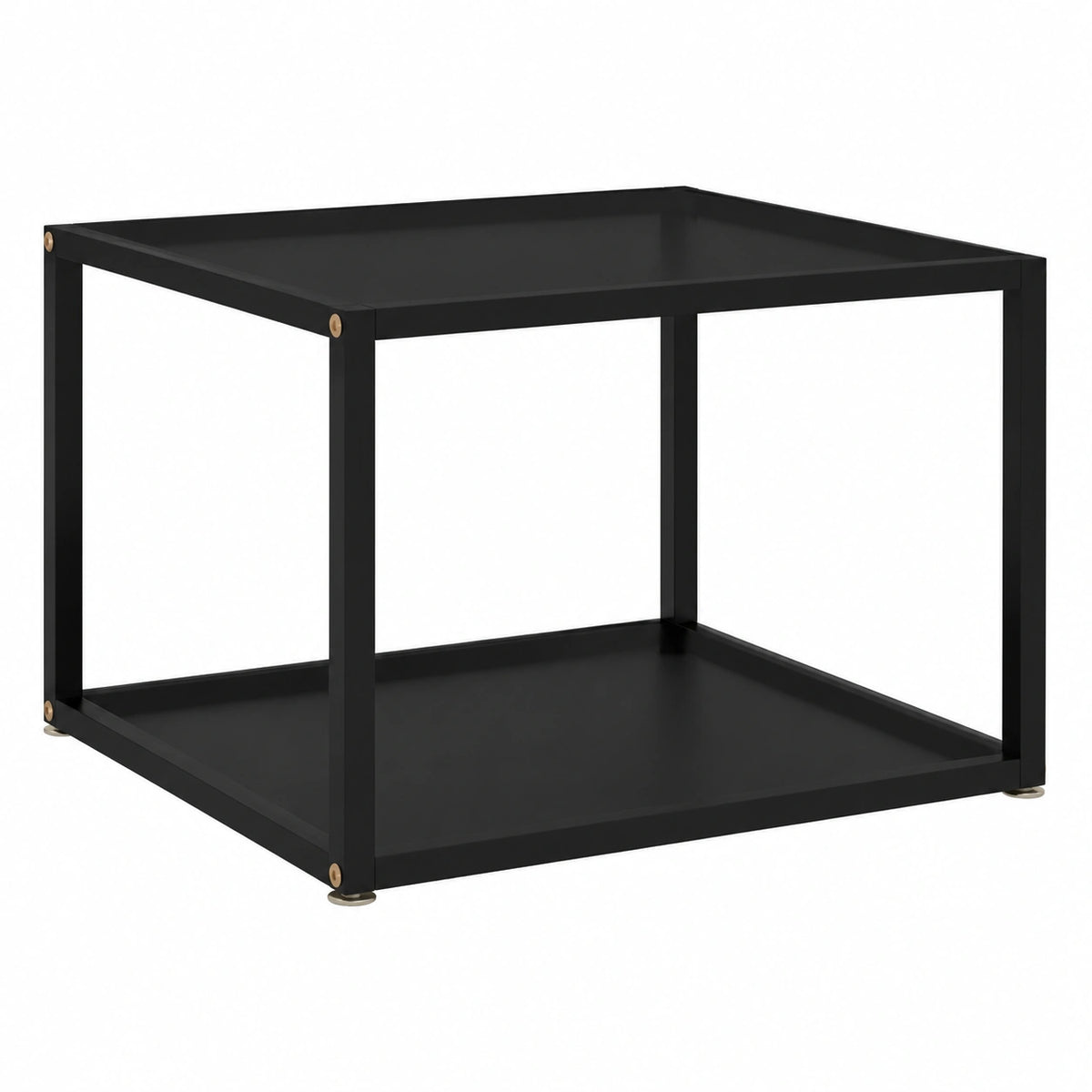 Tavolino moderno in vetro temperato nero, 60x60x35 cm, per salotto e ufficio