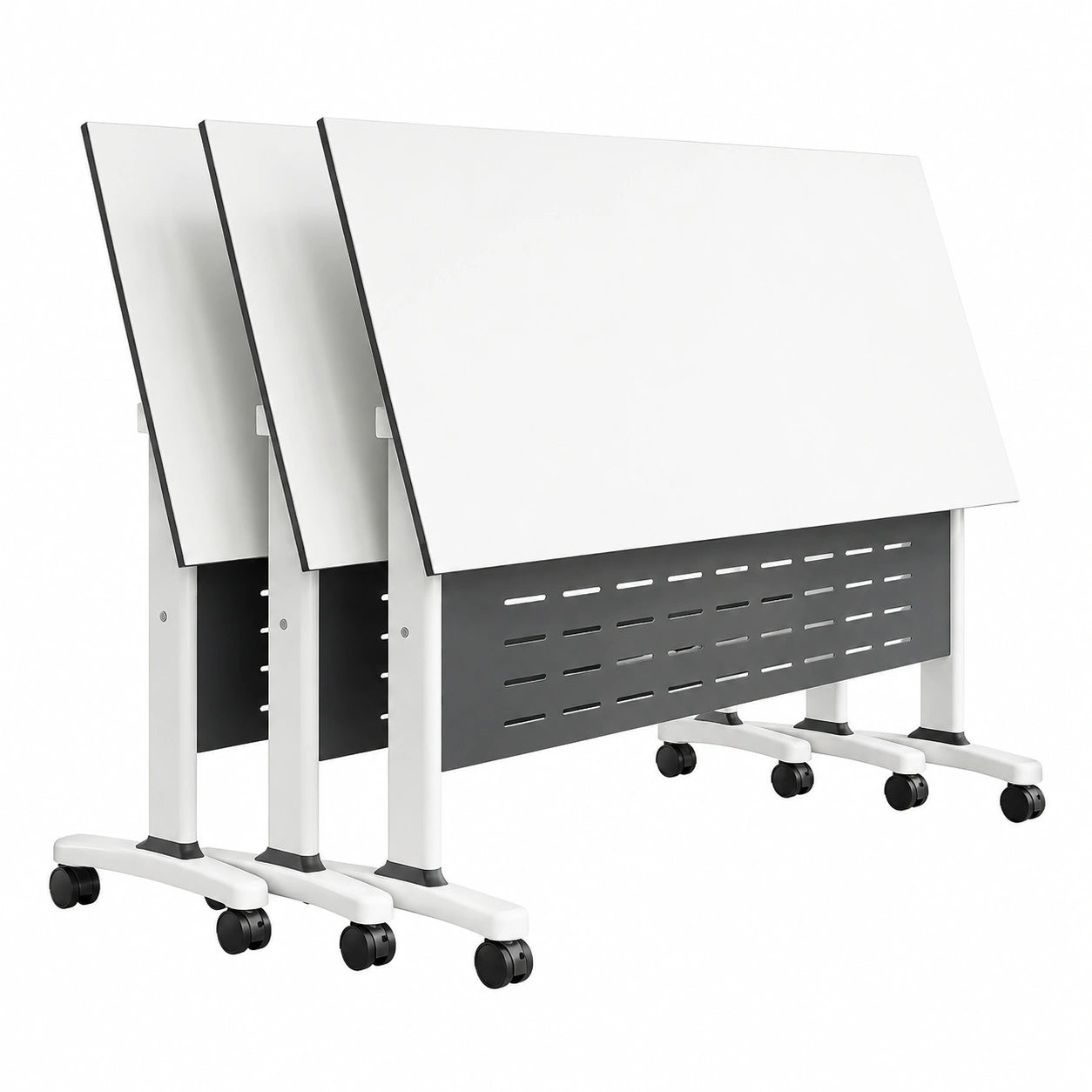 Set di 3 Tavoli Pieghevoli con Ruote, 180 cm, per Conferenze ed Eventi