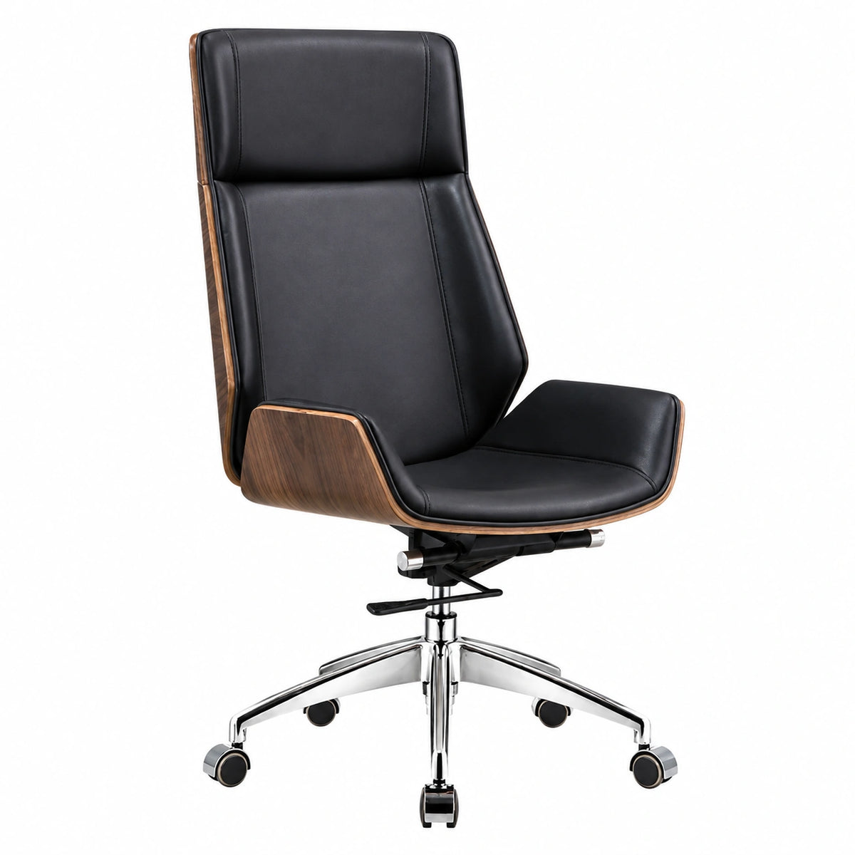 Poltrona Ergonomica Regolabile in Pelle PU con Schienale Alto e Ruote per Ufficio