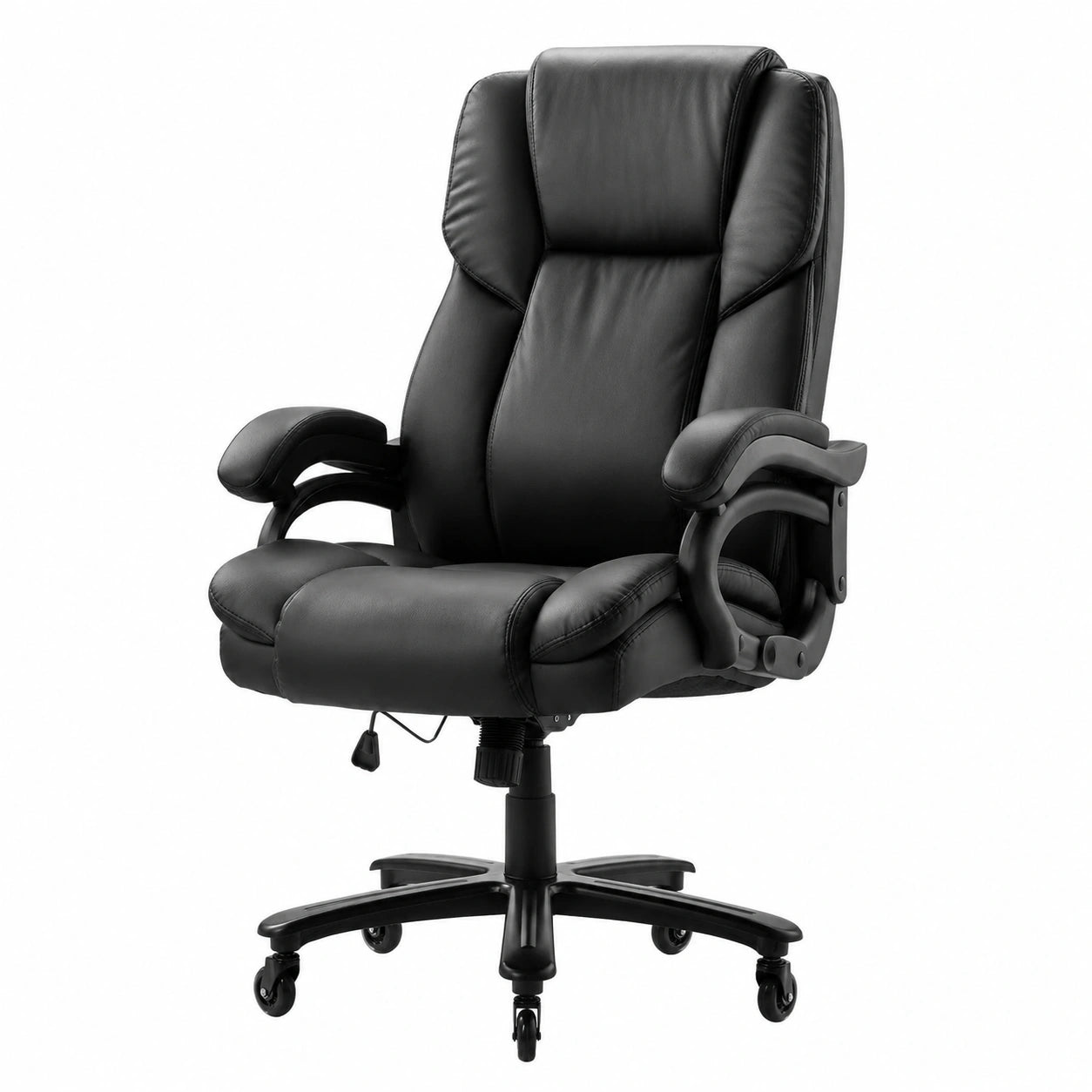 VEVOR Sedia Ergonomica da Ufficio in Pelle PU con Supporto Lombare, Portata 226,8 kg, Altezza e Inclinazione Regolabili, Nero