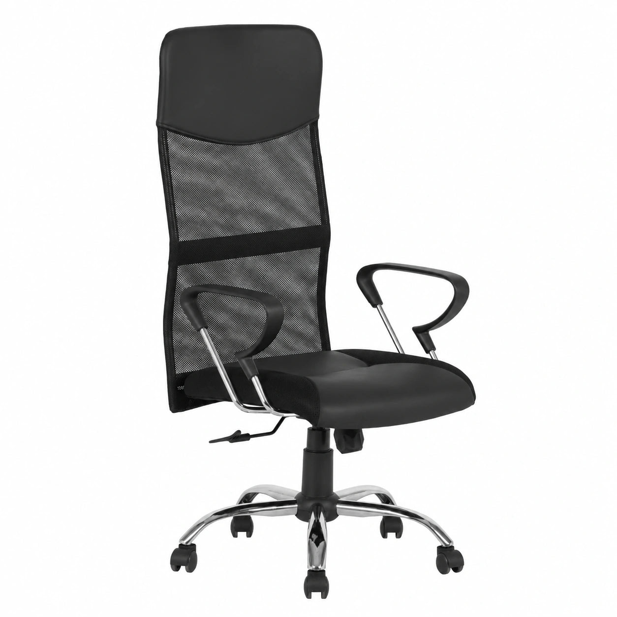 Sedia Ergonomica da Ufficio in Ecopelle e Rete, Alta con Supporto Lombare, Regolabile