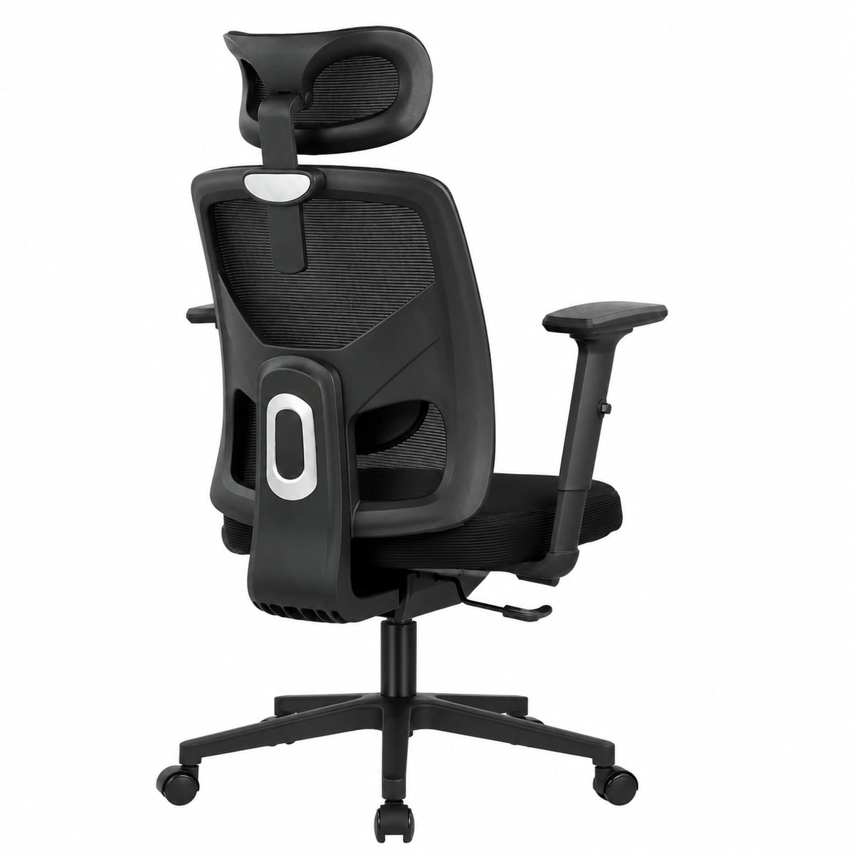 Poltrona Ergonomica da Ufficio con Supporto Lombare e Braccioli Pieghevoli, Rete Traspirante, Nera