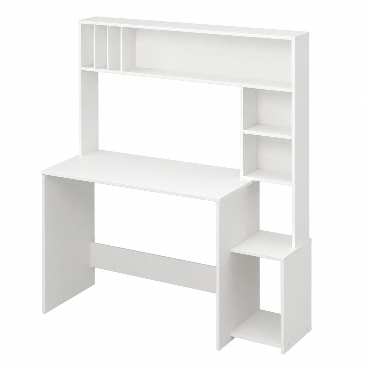 Scrivania Bianca con Libreria e 5 Ripiani 113x45x139 cm per Ufficio