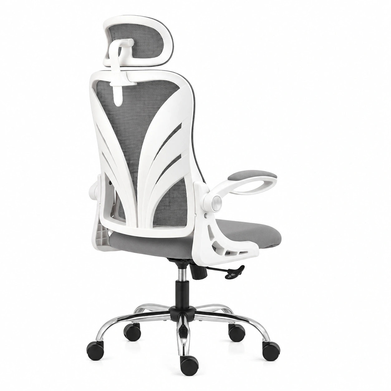 Sedia Ergonomica da Ufficio Bianca con Schienale Pieghevole e Supporto Lombare