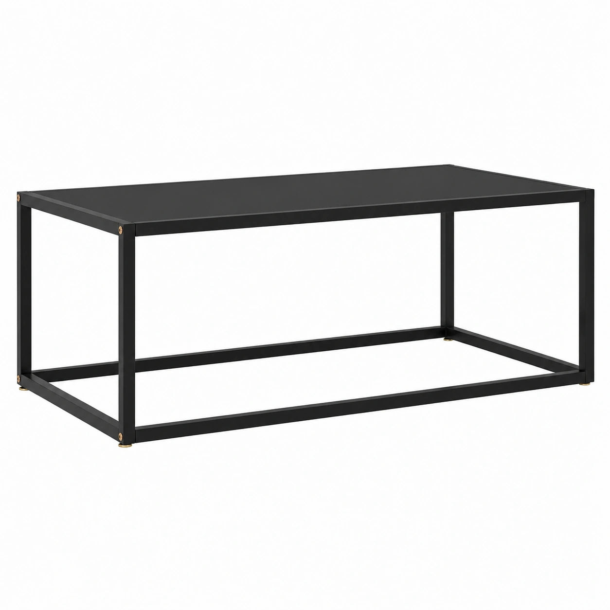 Tavolo da salotto moderno nero con piano in vetro 100x50x35 cm per soggiorno e ufficio