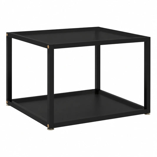 Tavolino moderno in vetro temperato nero, 60x60x35 cm, per salotto e ufficio