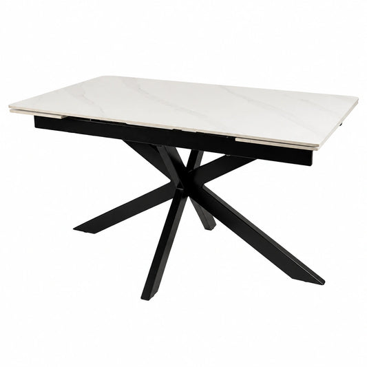 Tavolo allungabile in ceramica 160-240 cm con gambe in acciaio Calacatta Grey