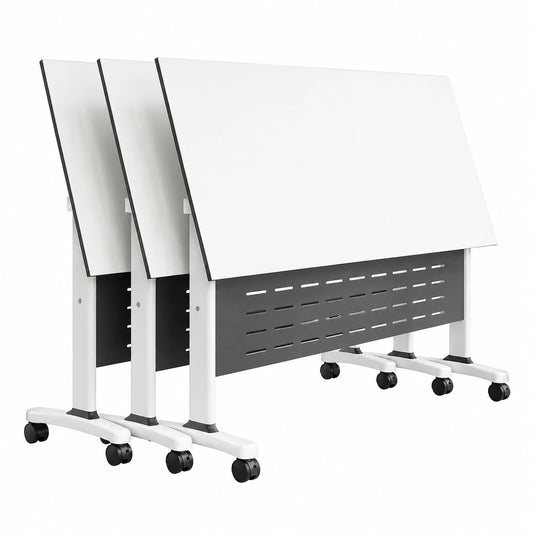 Set di 3 Tavoli Pieghevoli con Ruote, 180 cm, per Conferenze ed Eventi