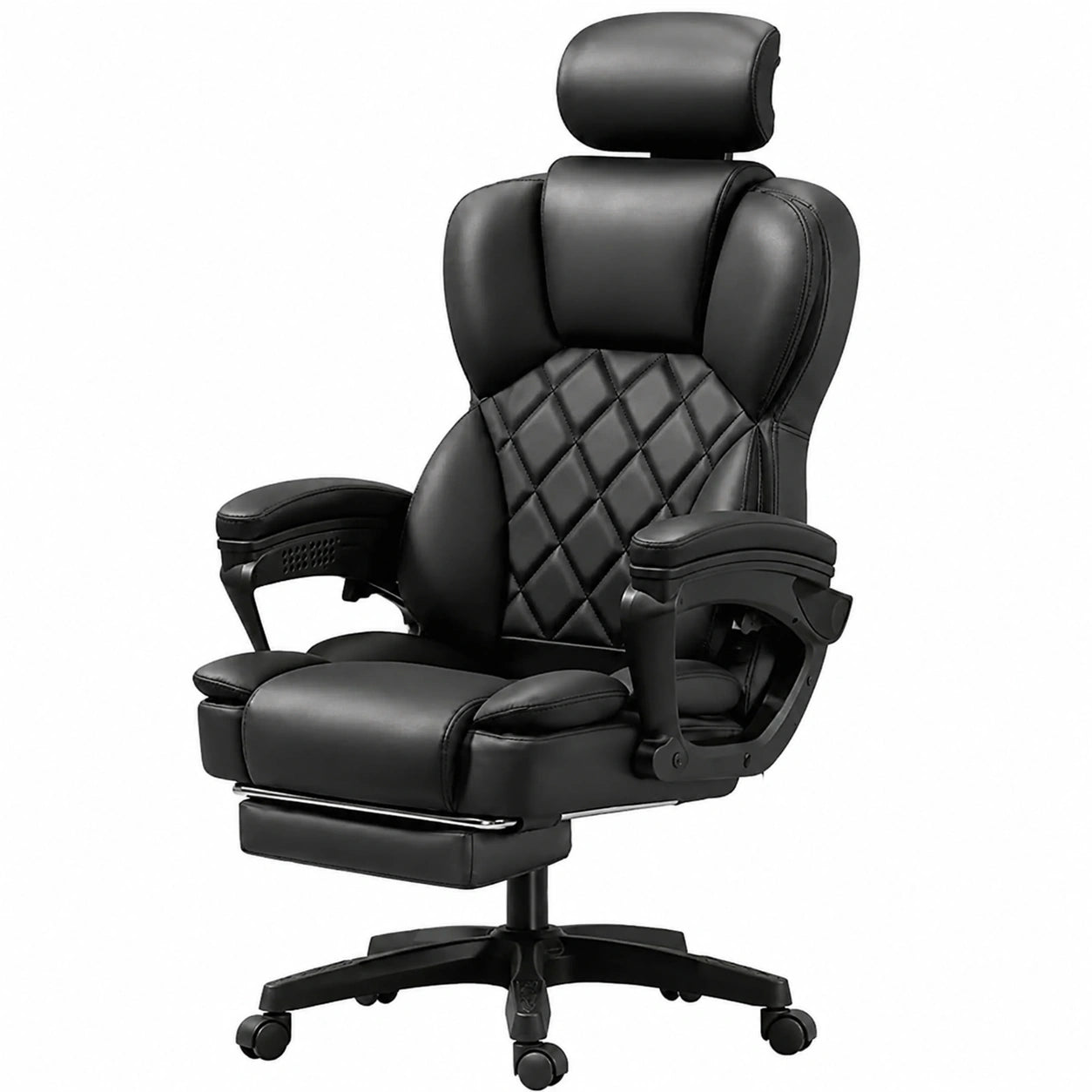 Sedia Direzionale Reclinabile in Pelle PU con Supporto Lombare, Ideale per Casa e Ufficio, Colore Nero