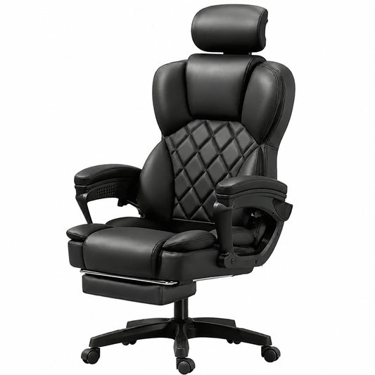 Sedia Direzionale Reclinabile in Pelle PU con Supporto Lombare, Ideale per Casa e Ufficio, Colore Nero
