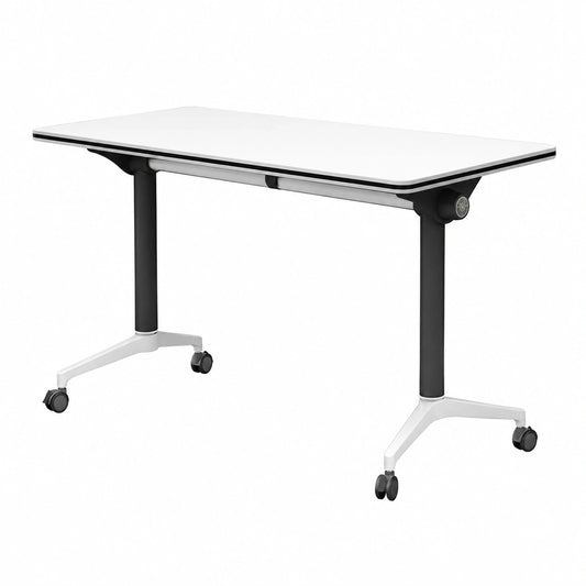 Tavolo pieghevole con ruote, design compatto per ufficio e aule