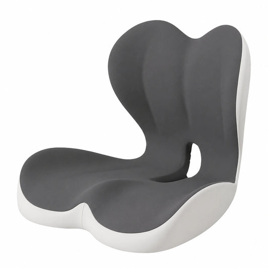 Cuscino Ortopedico Ergonomico in Memory Foam con Fodera Lavabile e Base Antiscivolo per Supporto Lombare e del Coccige, Ideale per Ufficio e Auto, Colore Grigio
