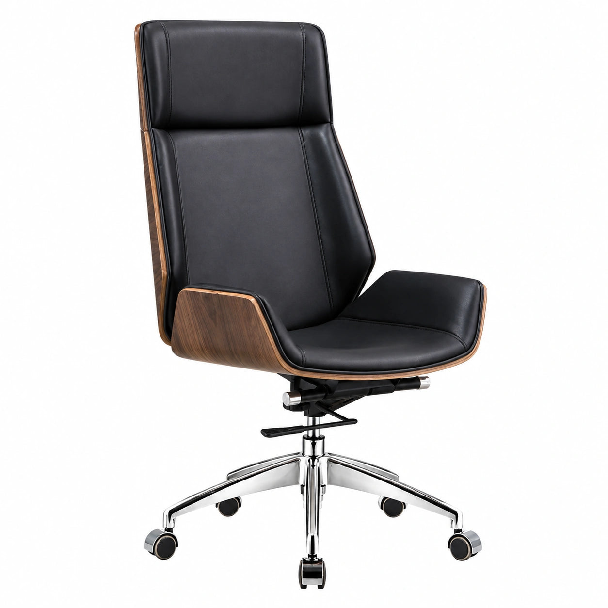Poltrona Ergonomica Regolabile in Pelle PU con Schienale Alto e Ruote per Ufficio