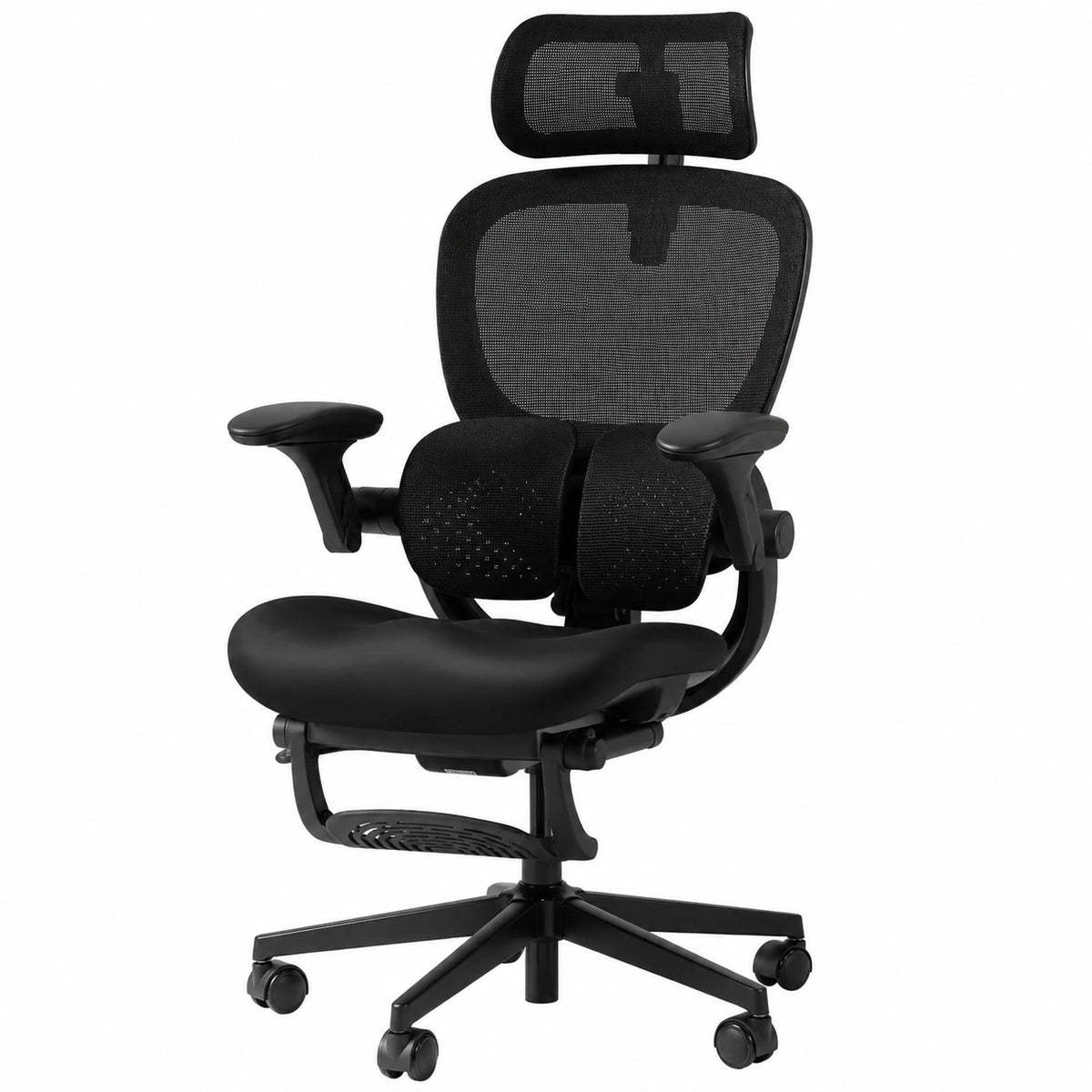 Sedia Ergonomica HINOMI Q2 con Supporto Lombare e Poggiatesta, Seduta Mesh con Braccioli Pieghevoli e Poggiapiedi, Nero