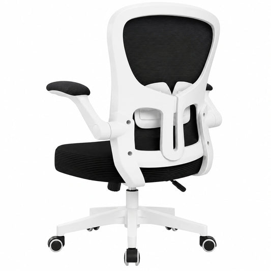 Durrafy Sedia Ergonomica da Ufficio con Schienale Alto e Supporto Lombare, Braccioli e Poggiatesta Regolabili, Poltrona Girevole in Rete Traspirante per Scrivania, Funzione Dondolo (Bianco)