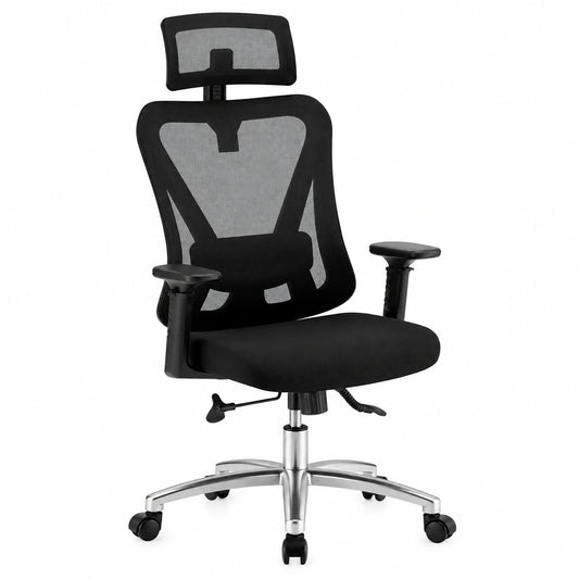 Sedia Ergonomica Durrafy da Ufficio con Inclinazione Regolabile, Poggiatesta e Supporto Lombare, Portata 150 kg