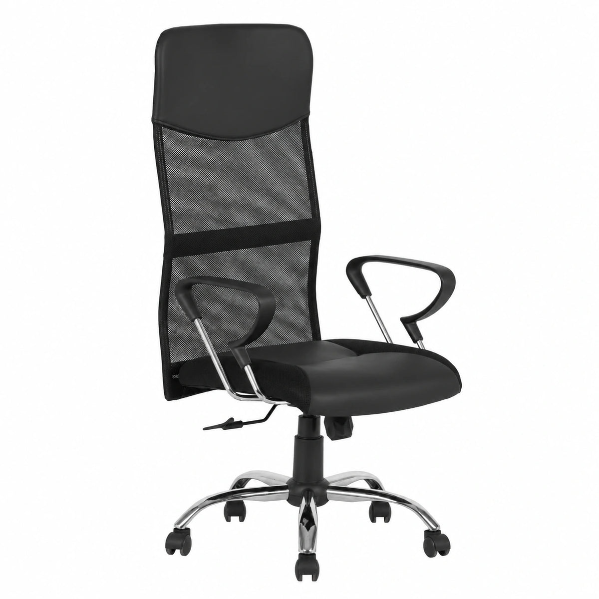 Sedia Ergonomica da Ufficio in Ecopelle e Rete, Alta con Supporto Lombare, Regolabile