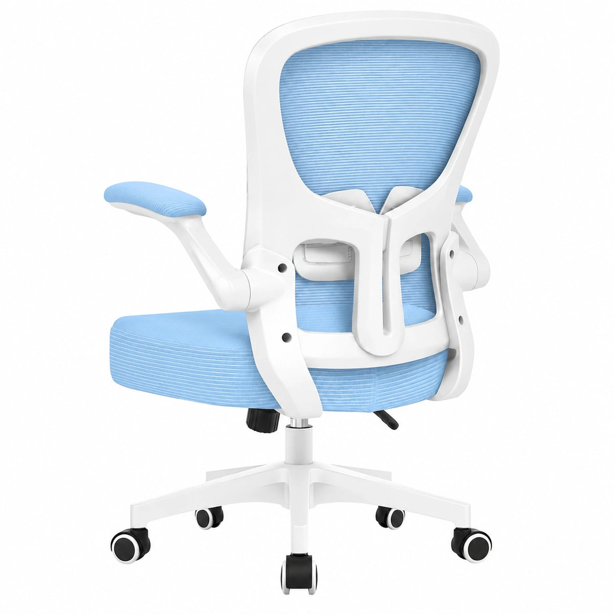 Durrafy Poltrona Ergonomica da Ufficio con Braccioli e Poggiatesta Regolabili, Schienale Alto e Dondolo, Sedia Girevole Traspirante con Supporto Lombare (Blu)