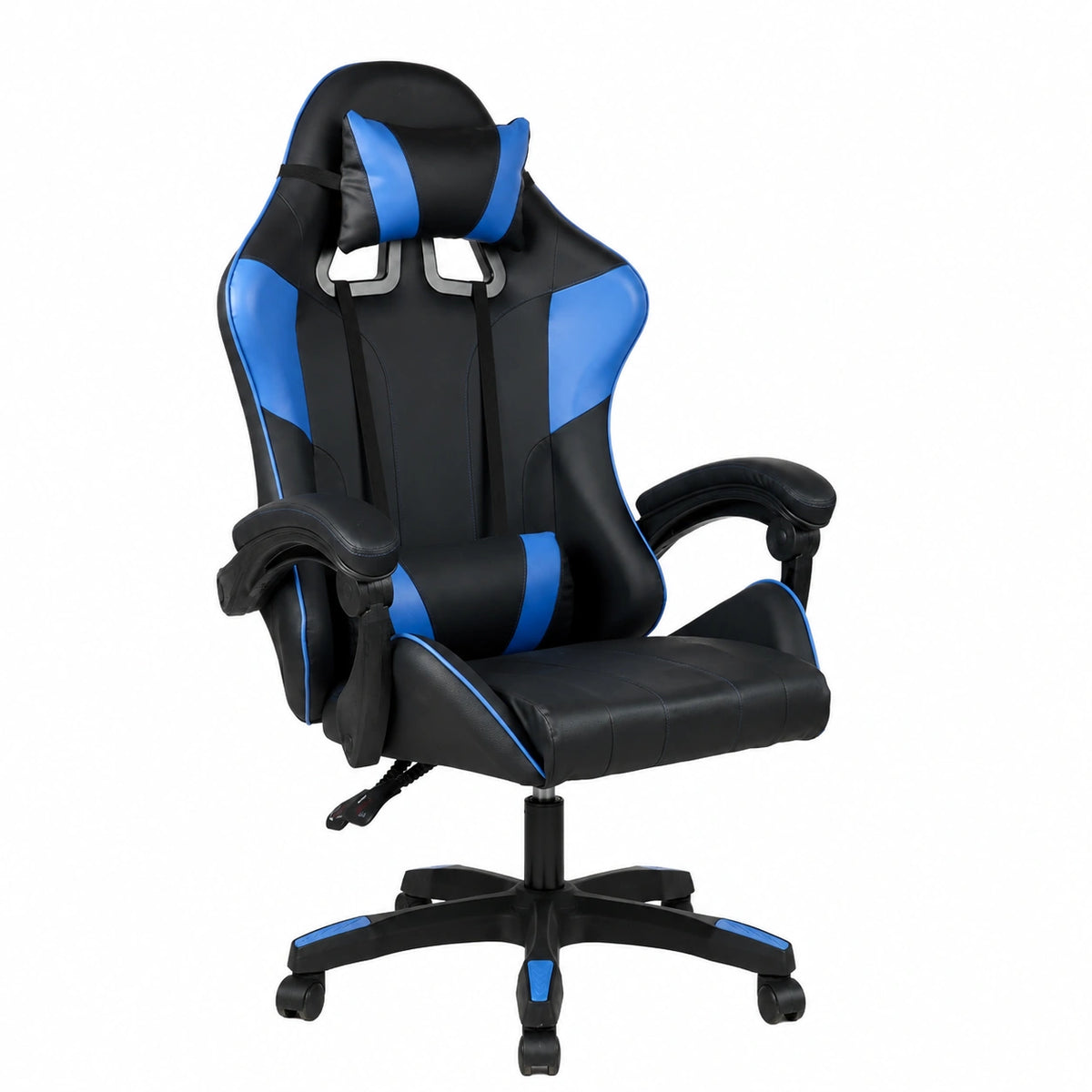 Sedia da Gaming Ergonomica in Similpelle con Regolazione in Altezza e Supporto Lombare - Blu