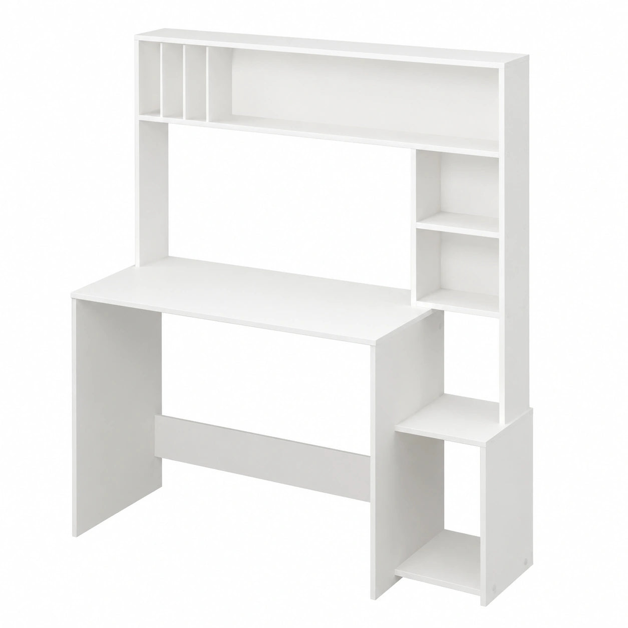 Scrivania Bianca con Libreria e 5 Ripiani 113x45x139 cm per Ufficio