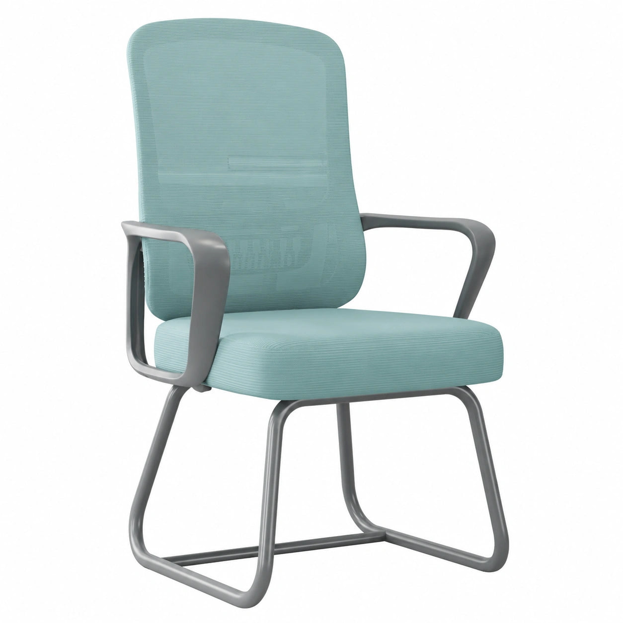 Sedia Ergonomica da Ufficio in Rete Blu, Senza Ruote, con Supporto Lombare