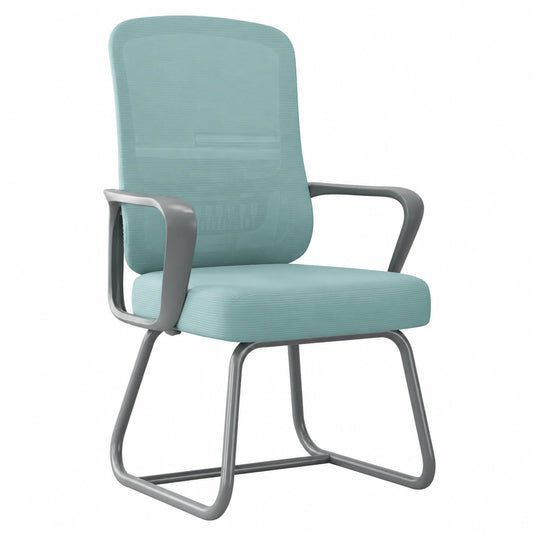 Sedia Ergonomica da Ufficio in Rete Blu, Senza Ruote, con Supporto Lombare