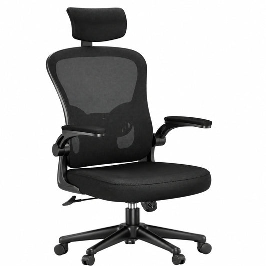 Sedia Ergonomica da Ufficio con Poggiatesta e Braccioli Regolabili, Supporto Lombare per Home Office - Rattantree