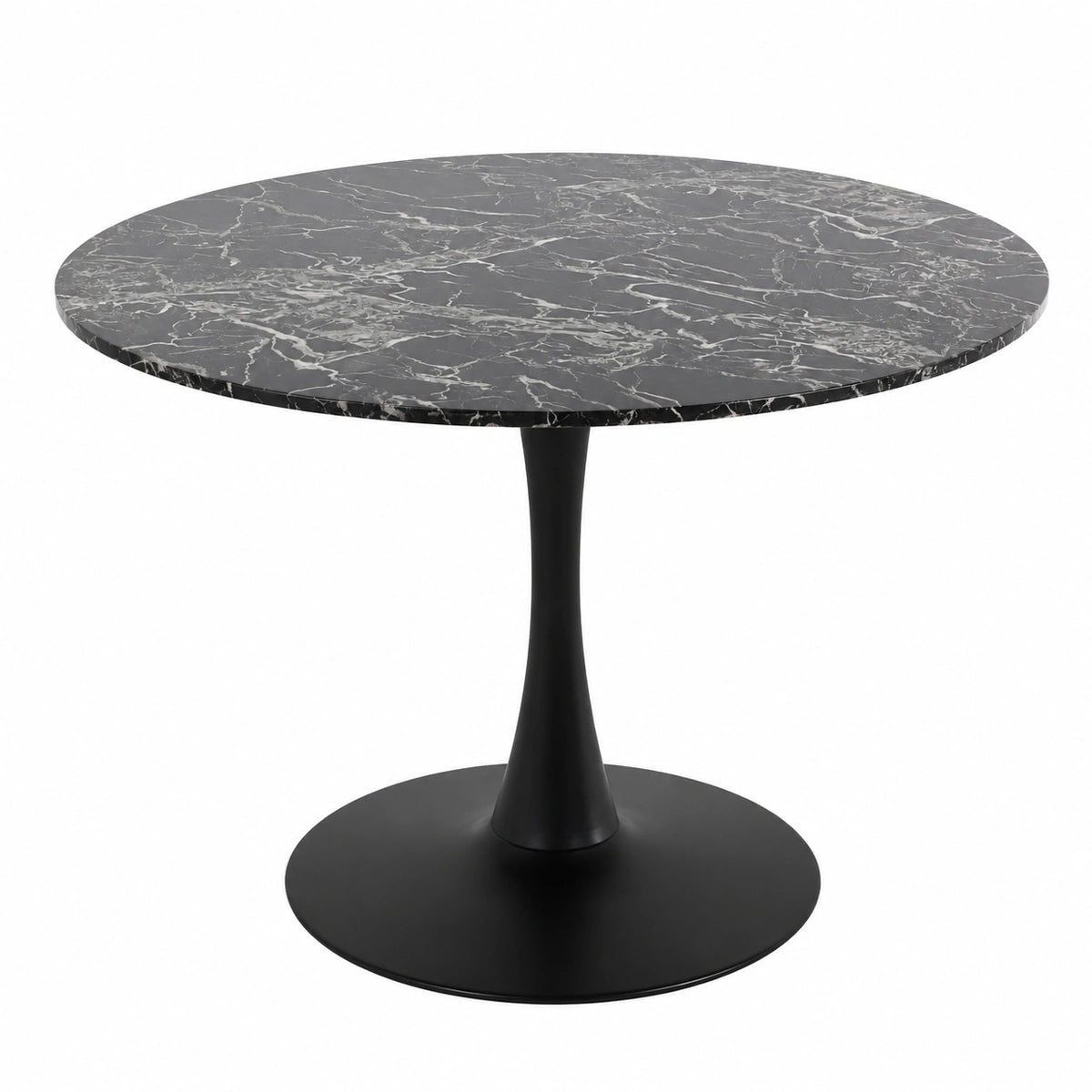 Kare Design tavolo rotondo in marmo nero, 110cm, stile classico moderno per cucina e ufficio