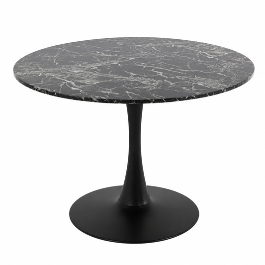 Kare Design tavolo rotondo in marmo nero, 110cm, stile classico moderno per cucina e ufficio