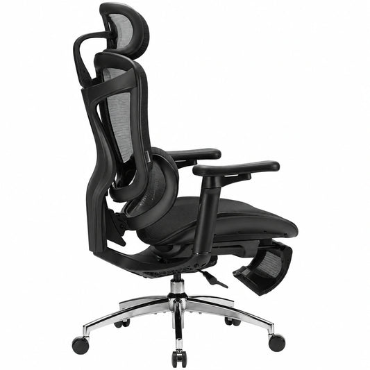 Poltrona ergonomica SIHOO con supporto lombare e braccioli 3D regolabili, schienale e poggiapiedi, comfort elevato per ufficio, Doro C300, Nero, capacità 150kg