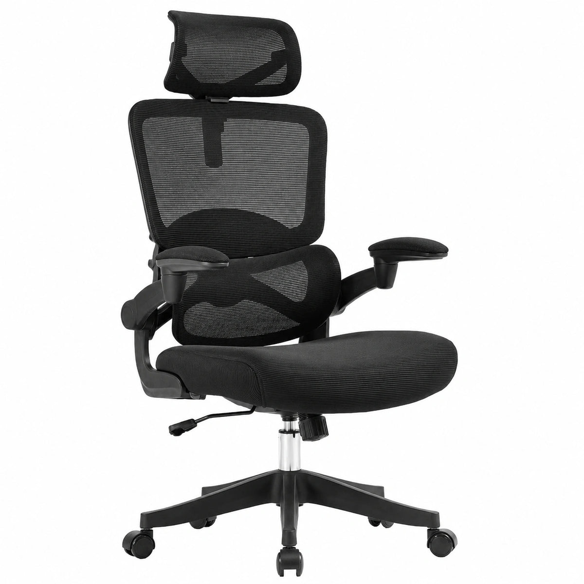 Vinsetto Sedia Ergonomica da Ufficio con Schienale Inclinabile, Braccioli e Supporto Lombare Regolabili, Nera
